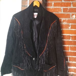 Diamond Leather Fringed Leather Jacket